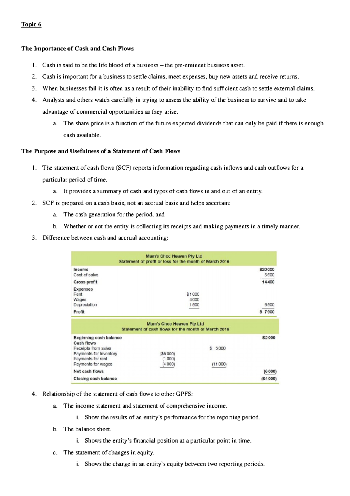 Topic 6 Busn1001 Anu - The Importance Of Cash And Cash Flows 1 Is Said ...