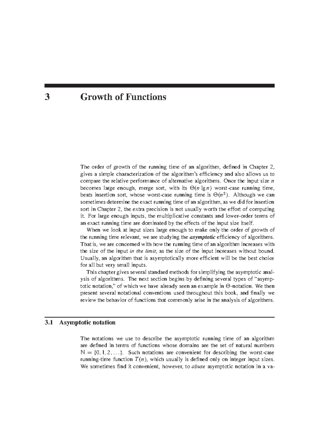 Chapter 03 Growth of Functions - 3 Growth of Functions The order of ...