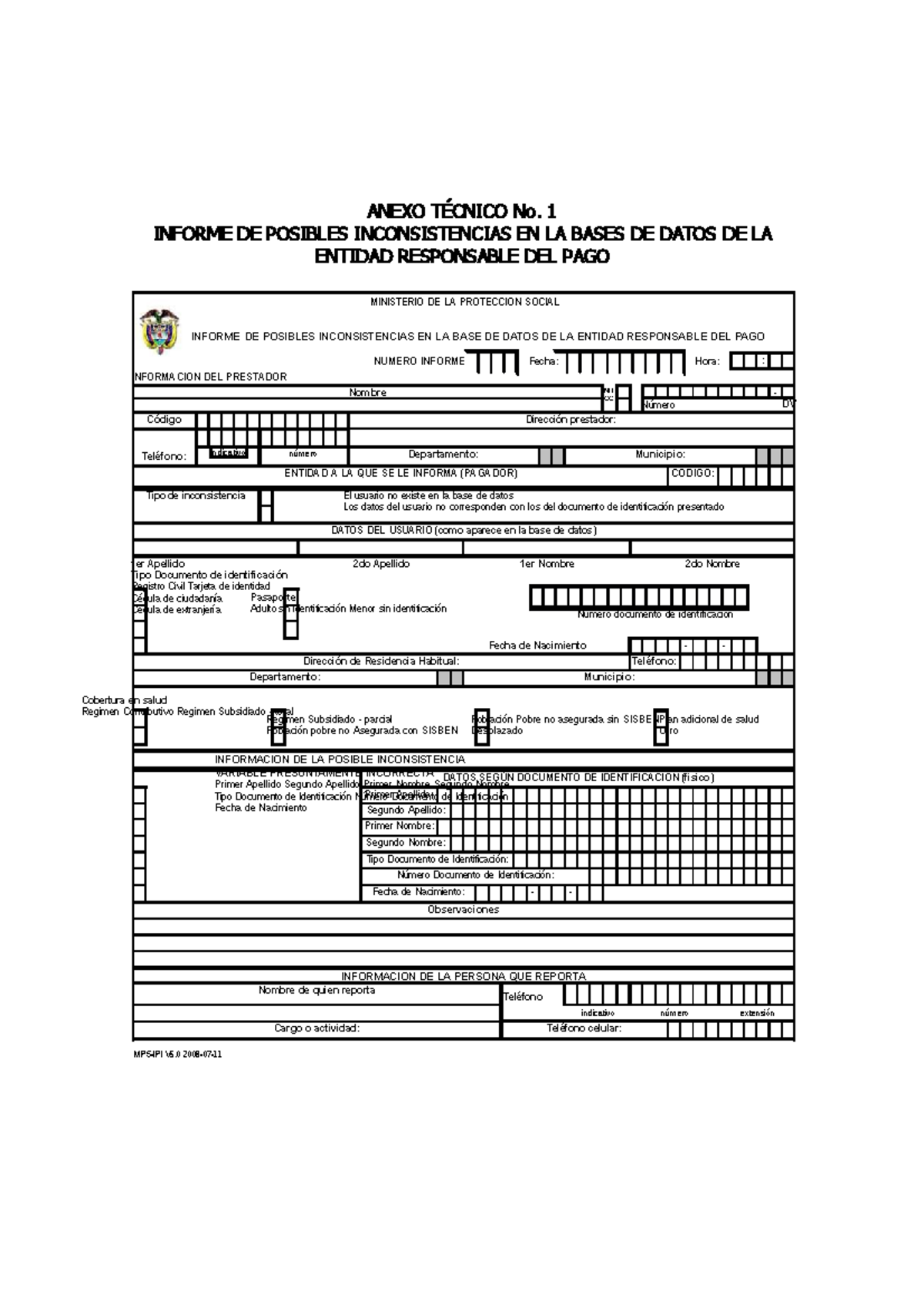 Anexo Técnico No 1 3047 08 - MINISTERIO DE LA PROTECCION SOCIAL INFORME ...