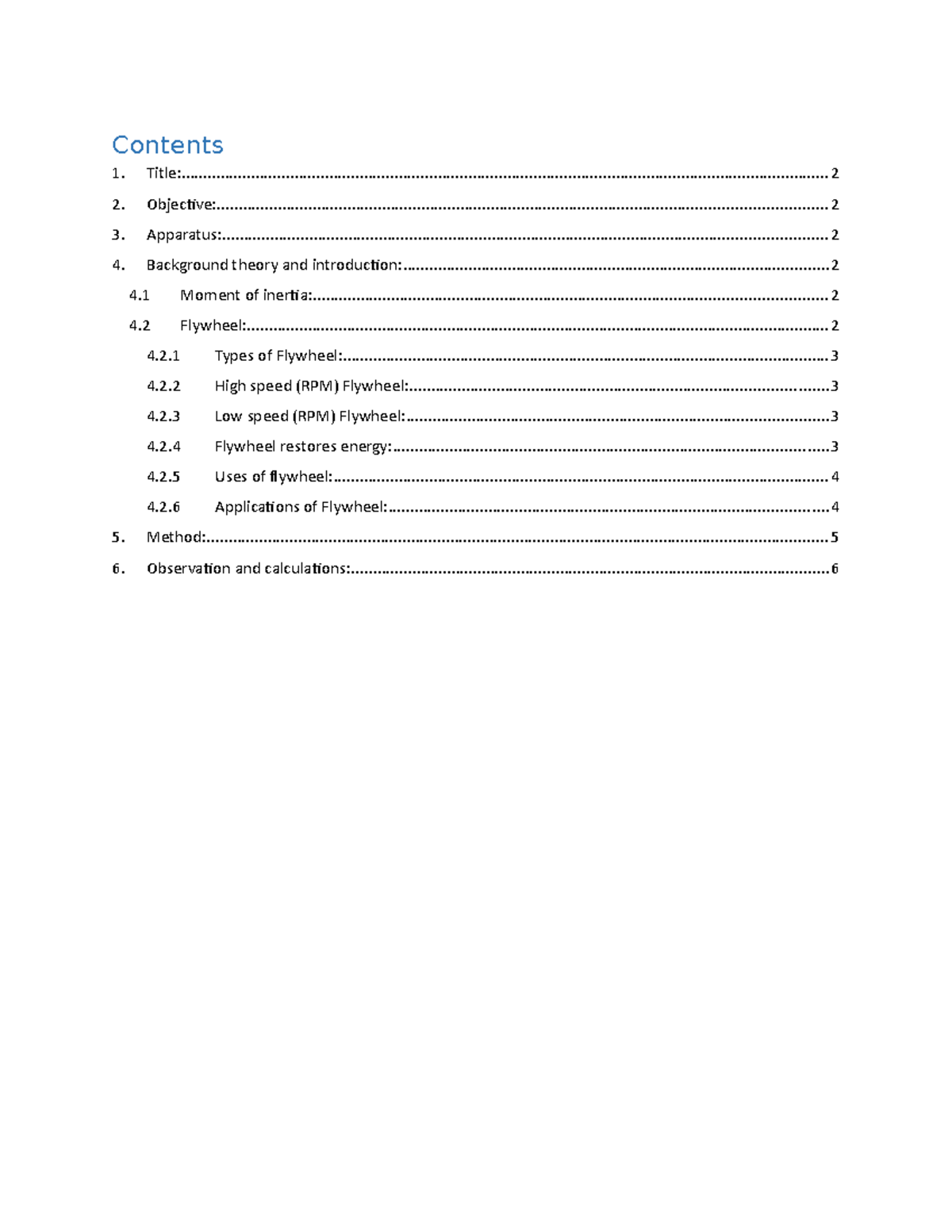 Exp 1 - To determine the moment of inertia of fly wheel - Contents ...