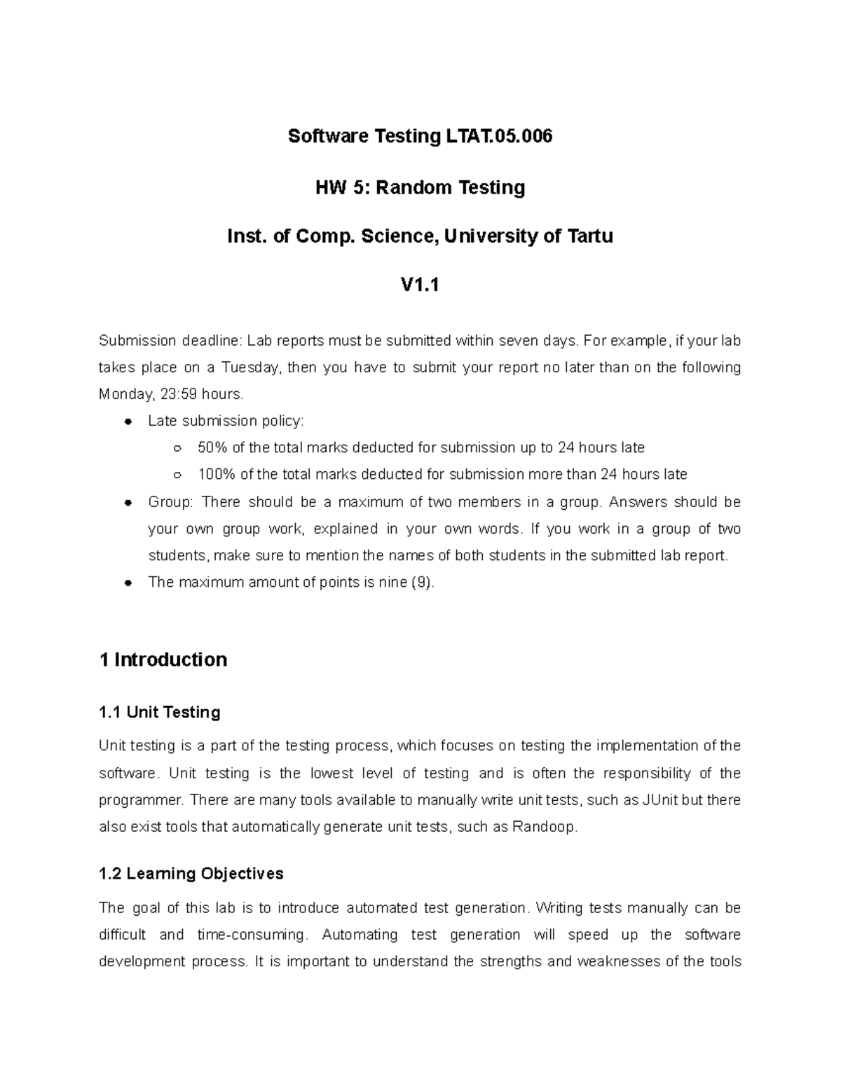 SWT2022L5 - fsdfasfdsafsdfadfs - Software Testing LTAT. HW 5: Random ...