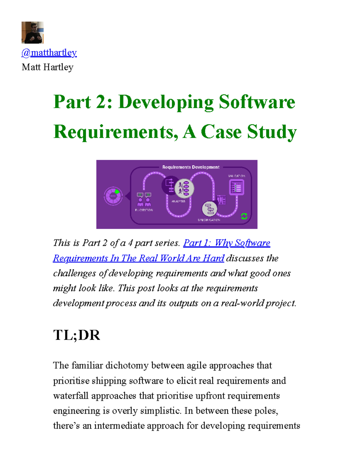 Part 2 Developing Software Requirements, A Case Study - @matthartley ...