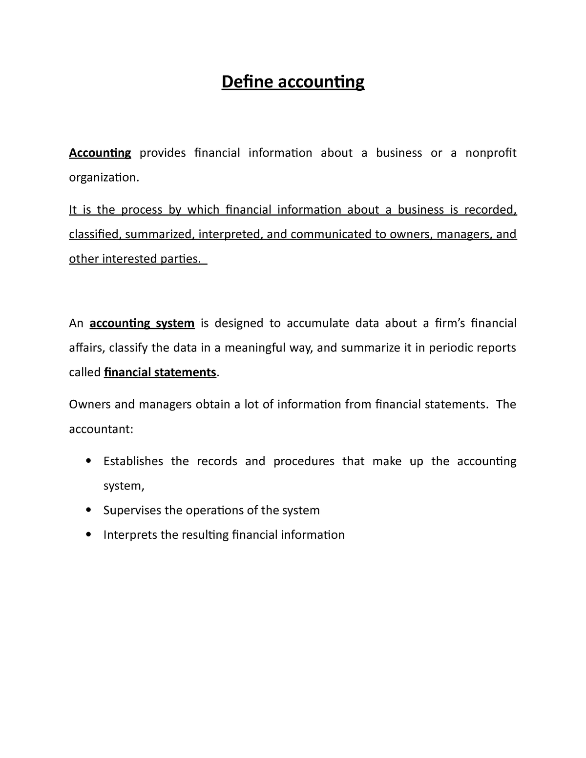 define accounting in your own words essay