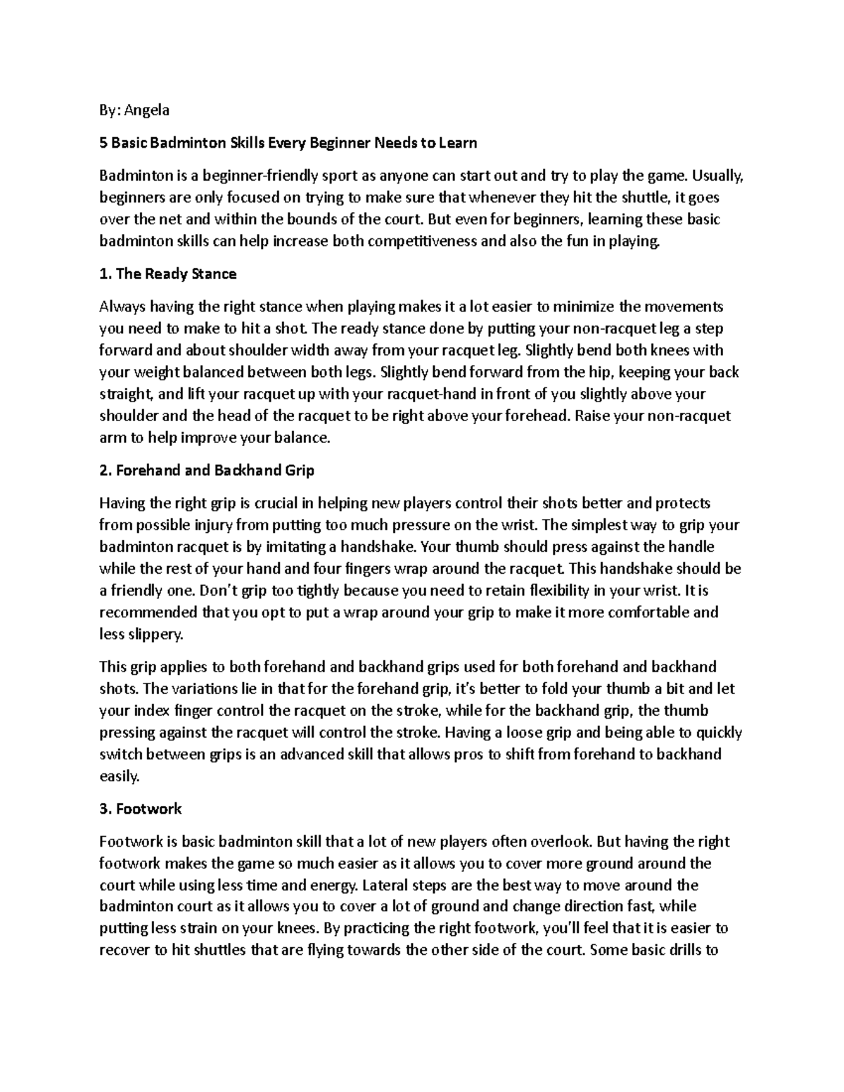 Badminton EDU A135 Harvard Studocu