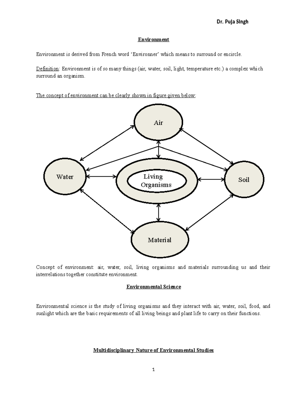 Module I - env notes - Environment Environment is derived from French ...