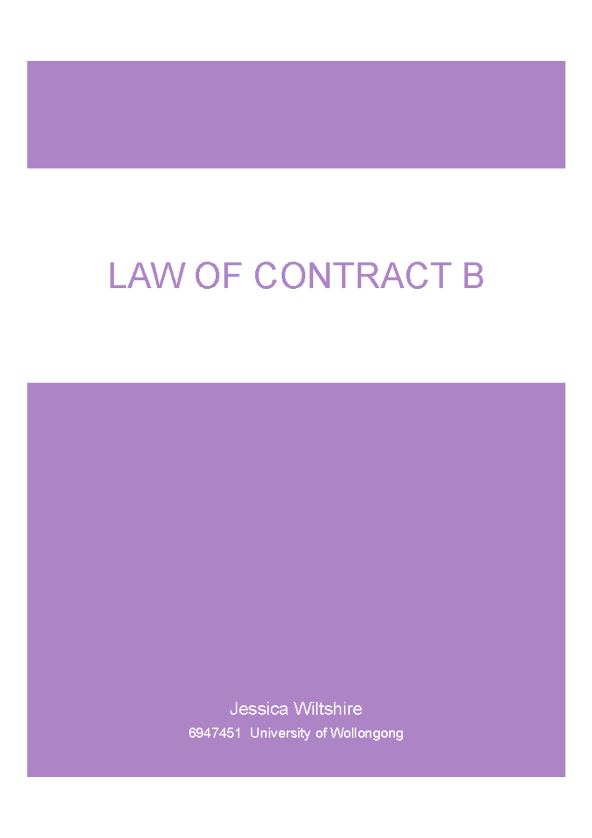 Contract B Notes - Jessica Wiltshire 6947451 University Of Wollongong ...