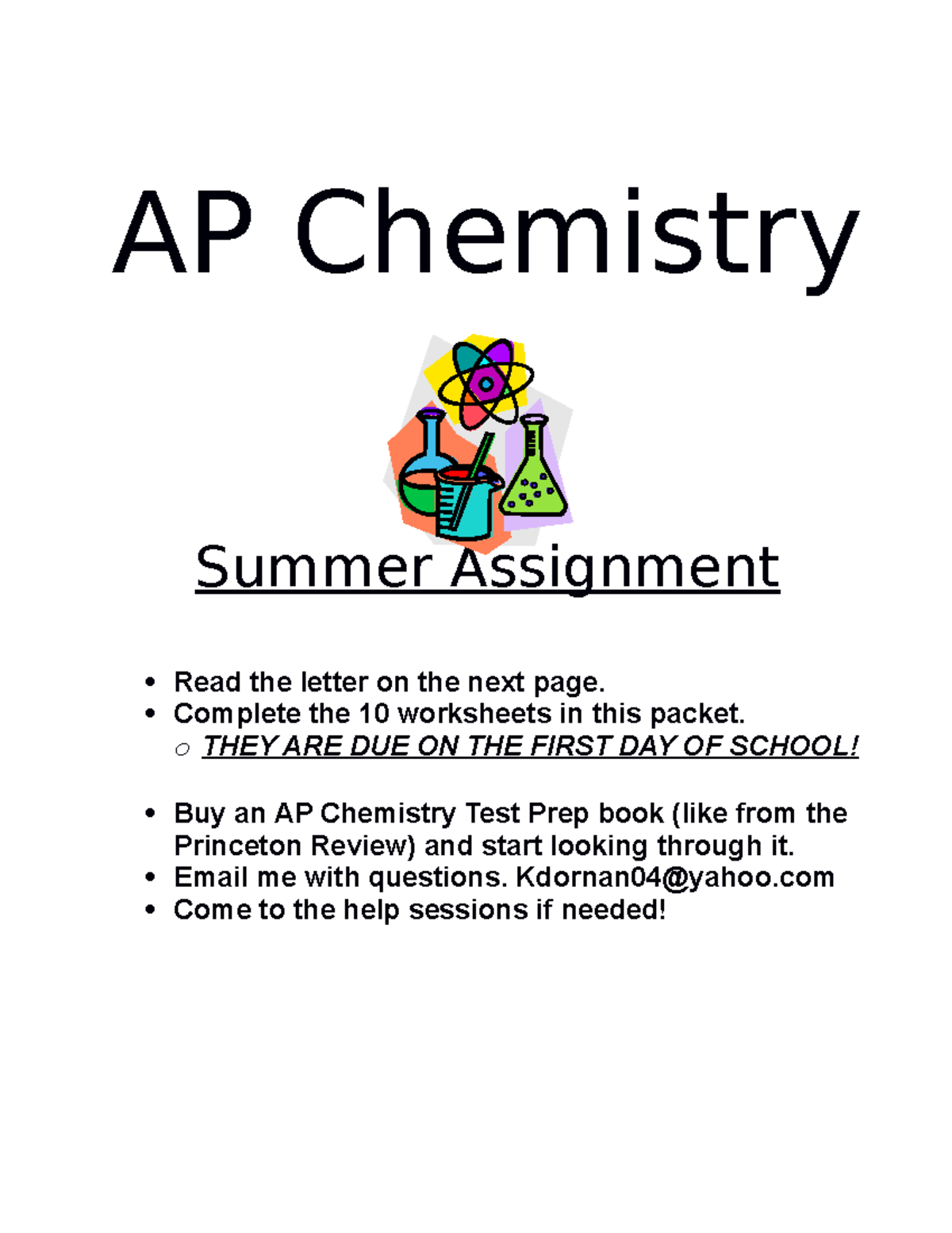 bishop moore ap summer assignments