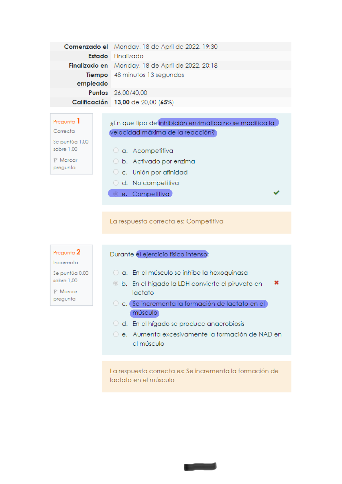 Examen Parcial Bioquimica 2022.1 - Studocu