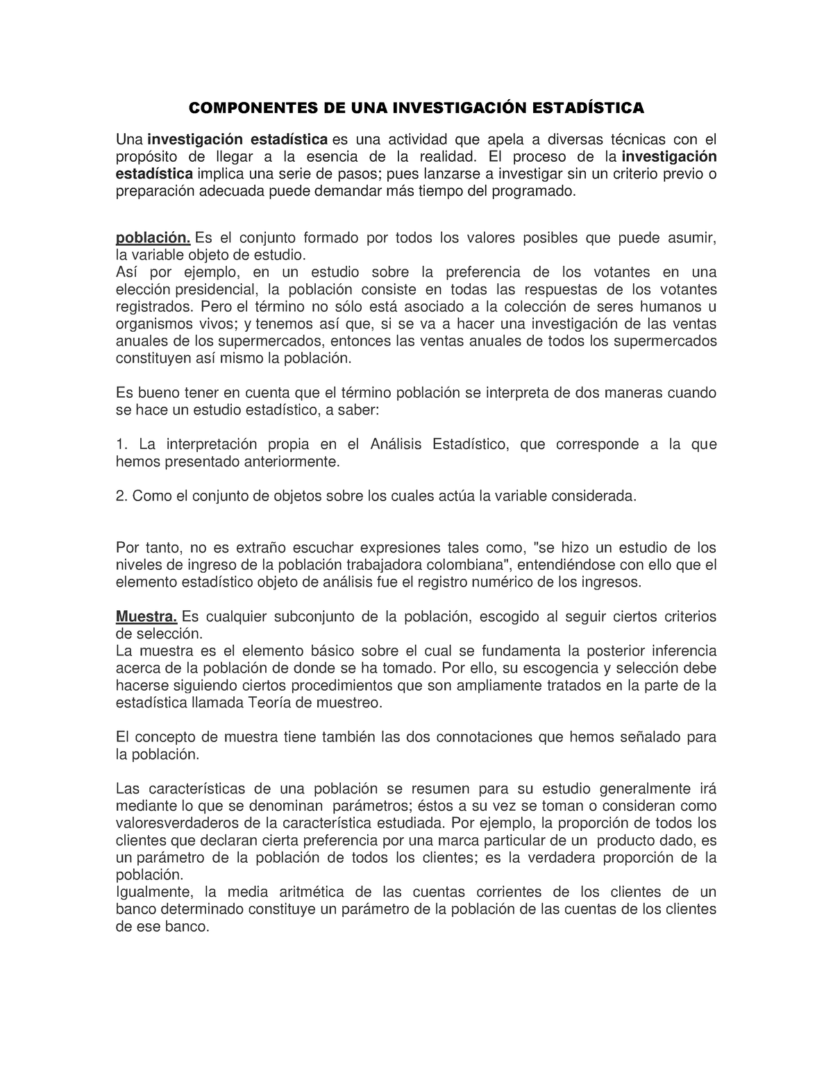 Componentes DE UNA Investigaci ON - COMPONENTES DE UNA INVESTIGACIÓN ...