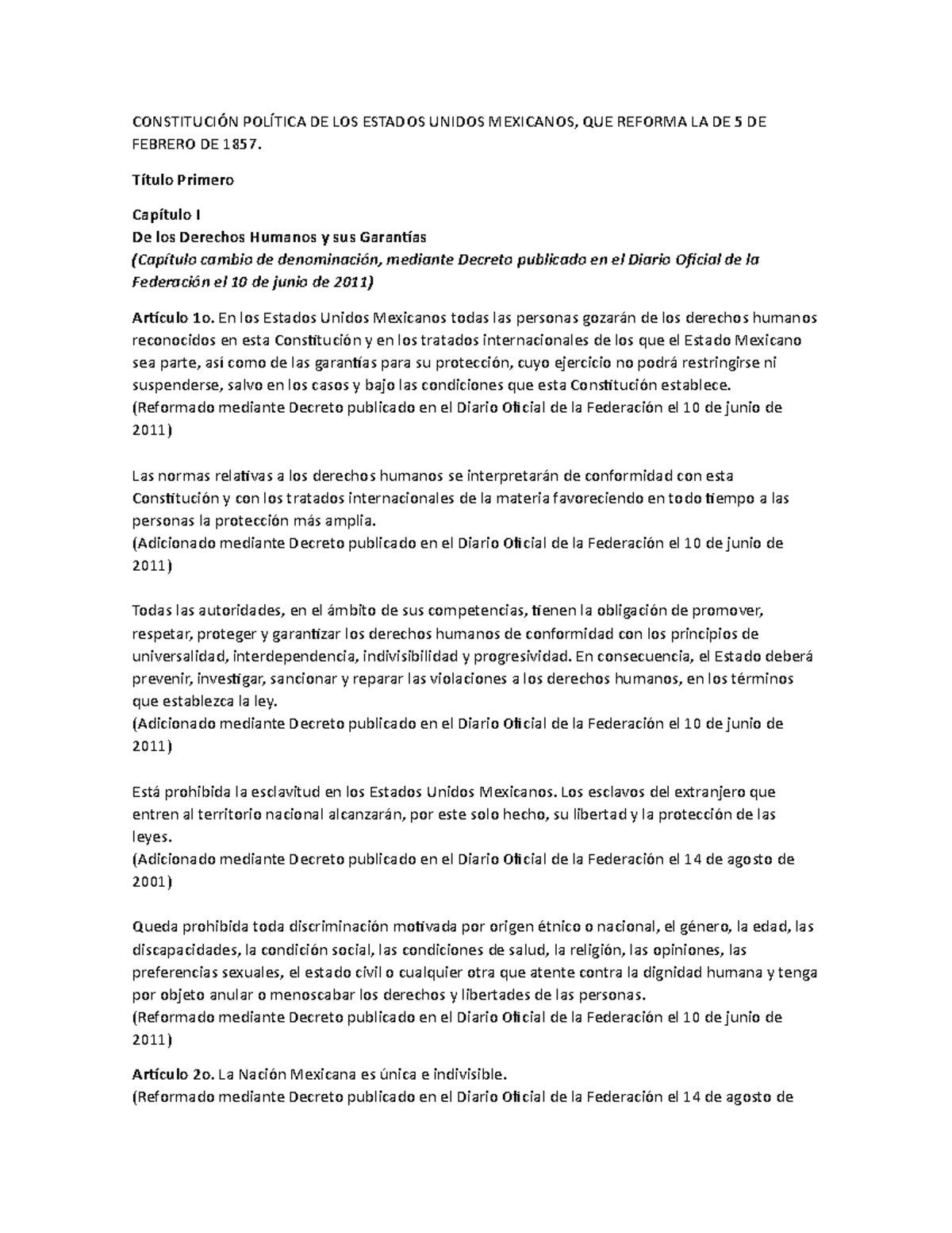 29 artículos de la Constitución Política de los Estados Unidos ...