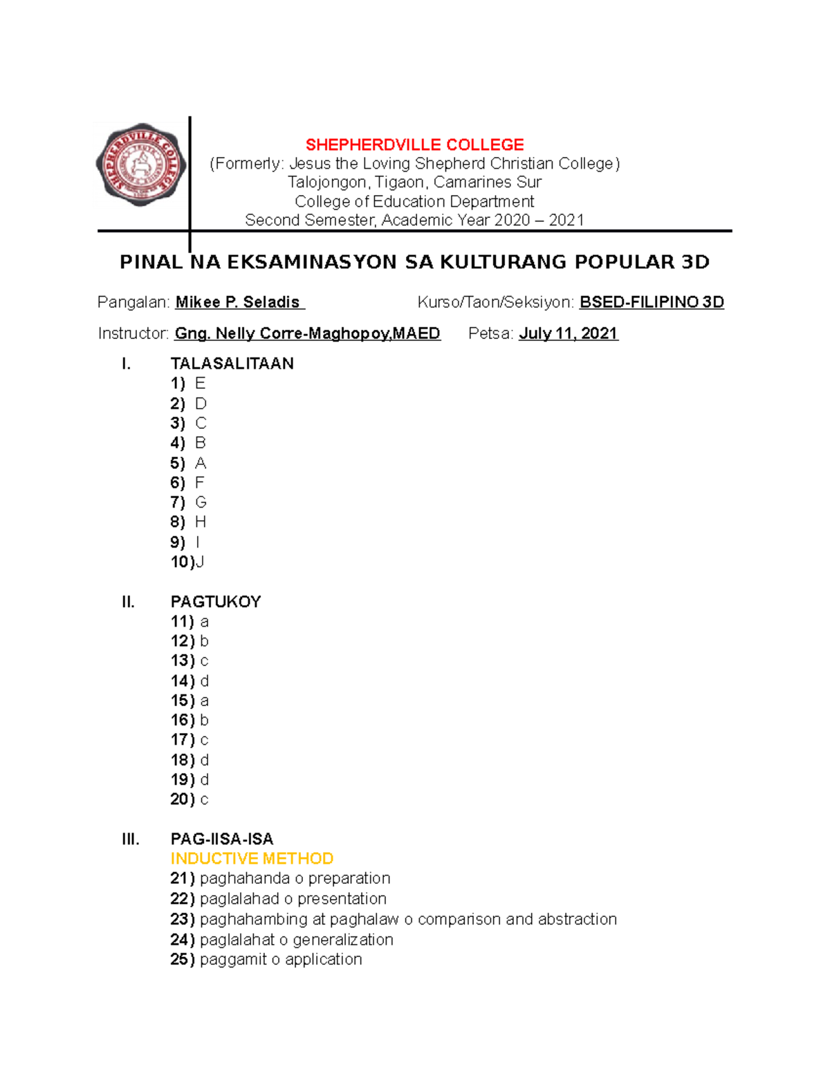 pinal-na-eksaminasyon-shepherdville-college-formerly-jesus-the