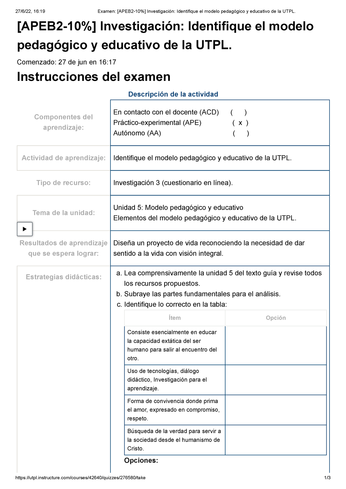 Examen [APEB 2-10%] Investigación Identifique El Modelo Pedagógico Y ...