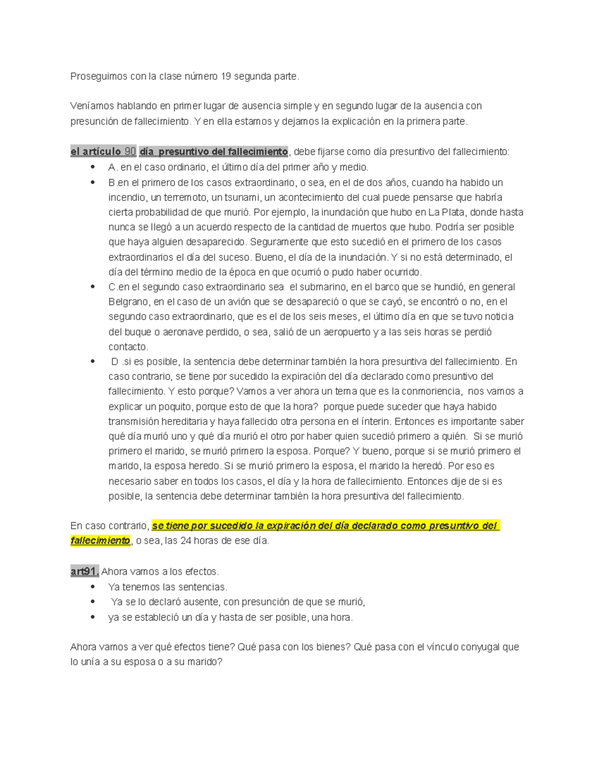 Clase 19 Segunda Parte Ausencia Presuncion De Fallecimien - Proseguimos ...