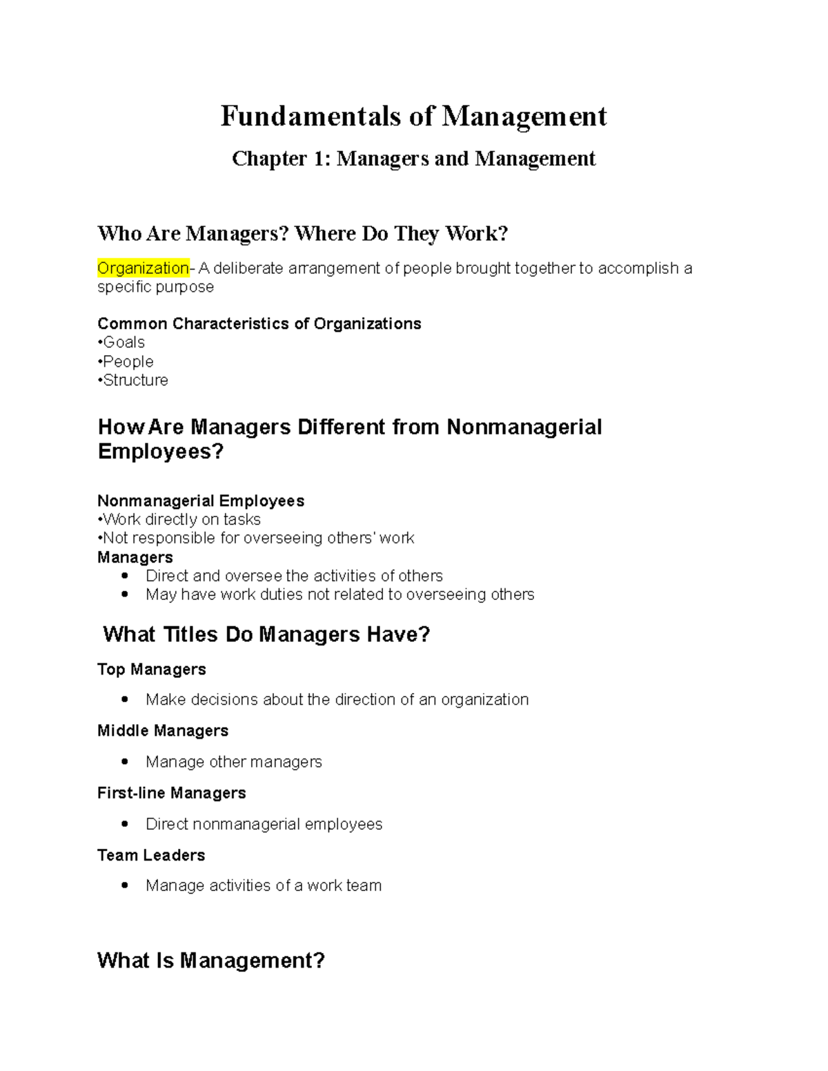 Fundamentals Of Management Notes Ch. 1 - Fundamentals Of Management ...