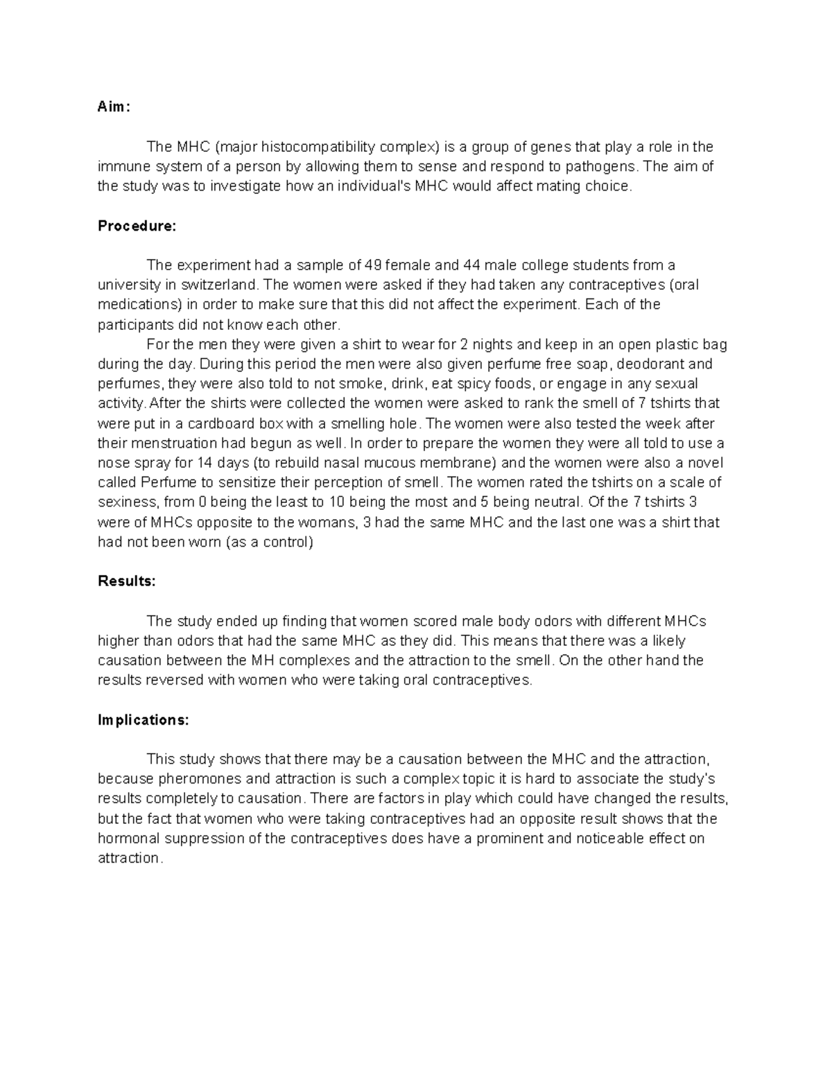 Wedekind 1995 APRI Explains the aim, procedure, results, and