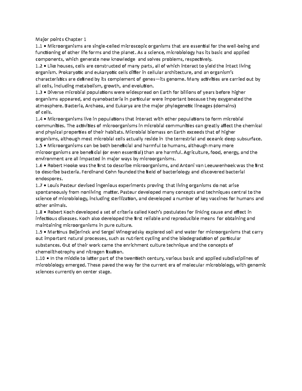 Major points Chapter 1 - Lecture notes 1 - Major points Chapter 1 1 ...