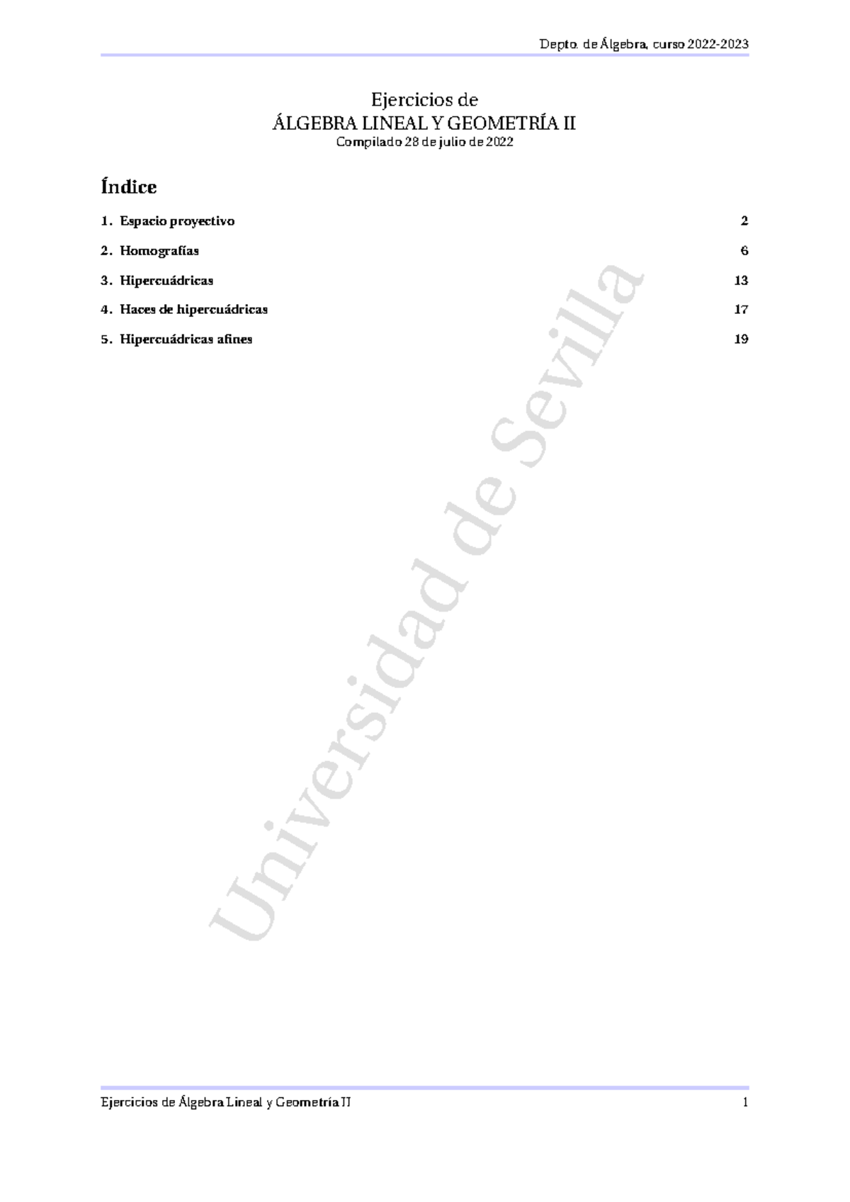 ALy GII-ejercicios - Notes - Universidad De Sevilla Ejercicios De ...