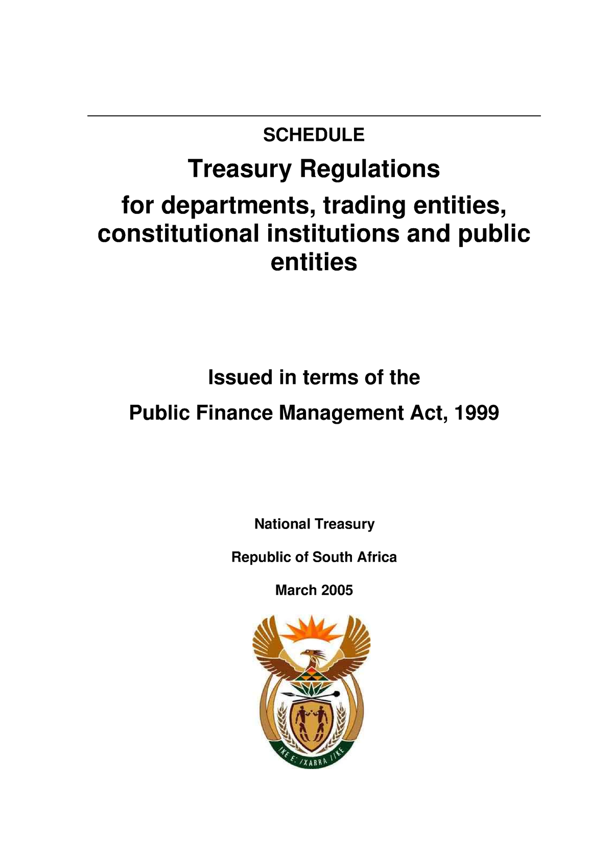 Treasury Regulations - 25613 Dated 28 June 2004 SCHEDULE Treasury ...