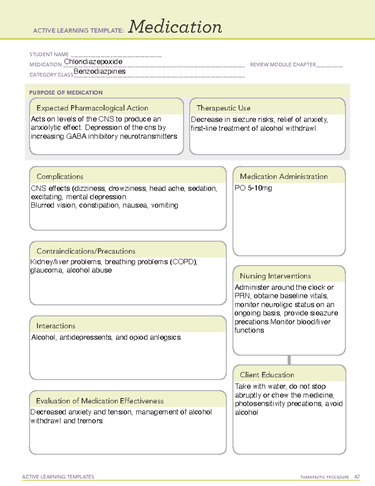 Active Learning Template medication - NRSG 100 - Ivy Tech - Studocu