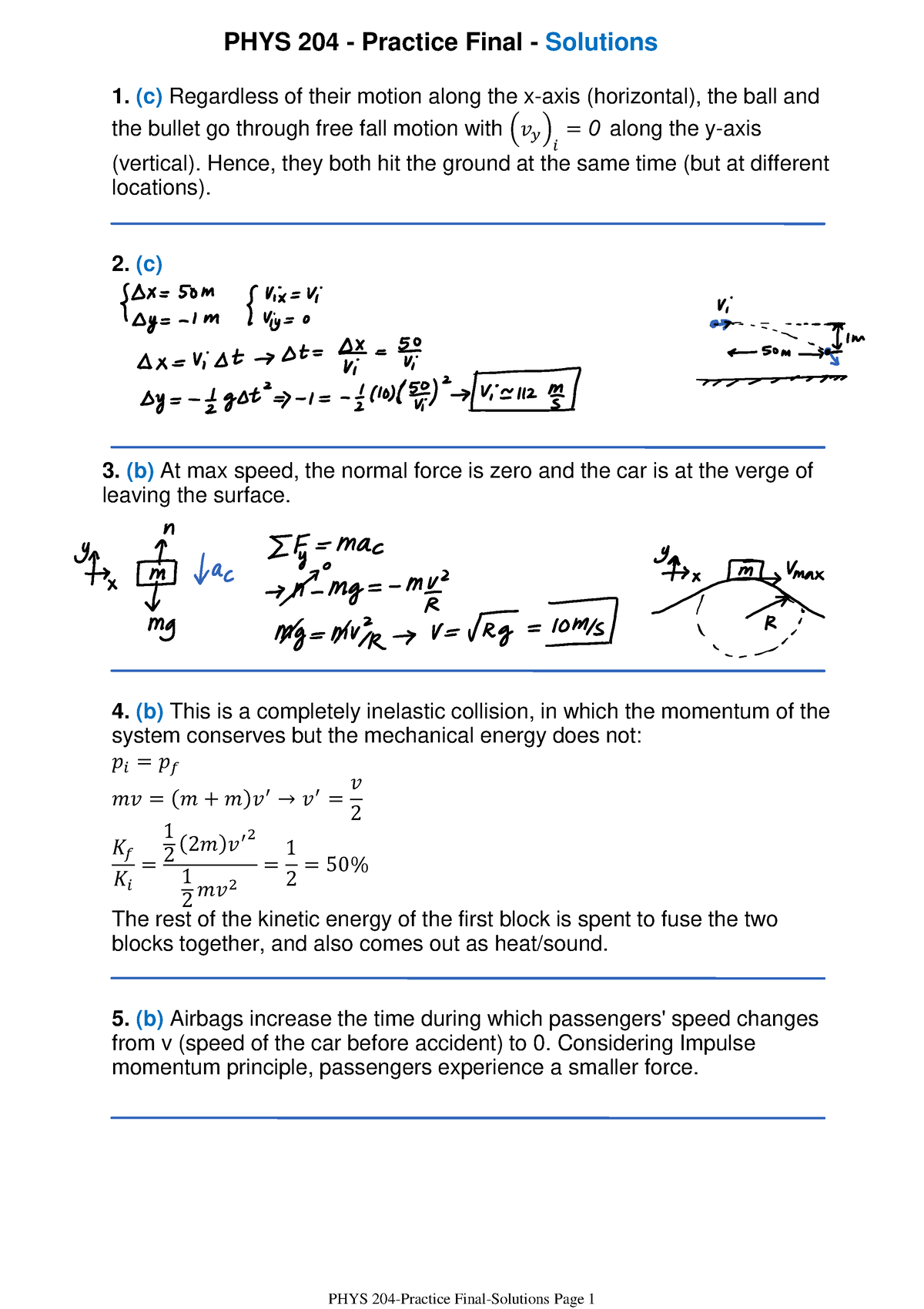 2021 Fall - (Practice) Final Solutions - PHYS 204 - Practice Final ...