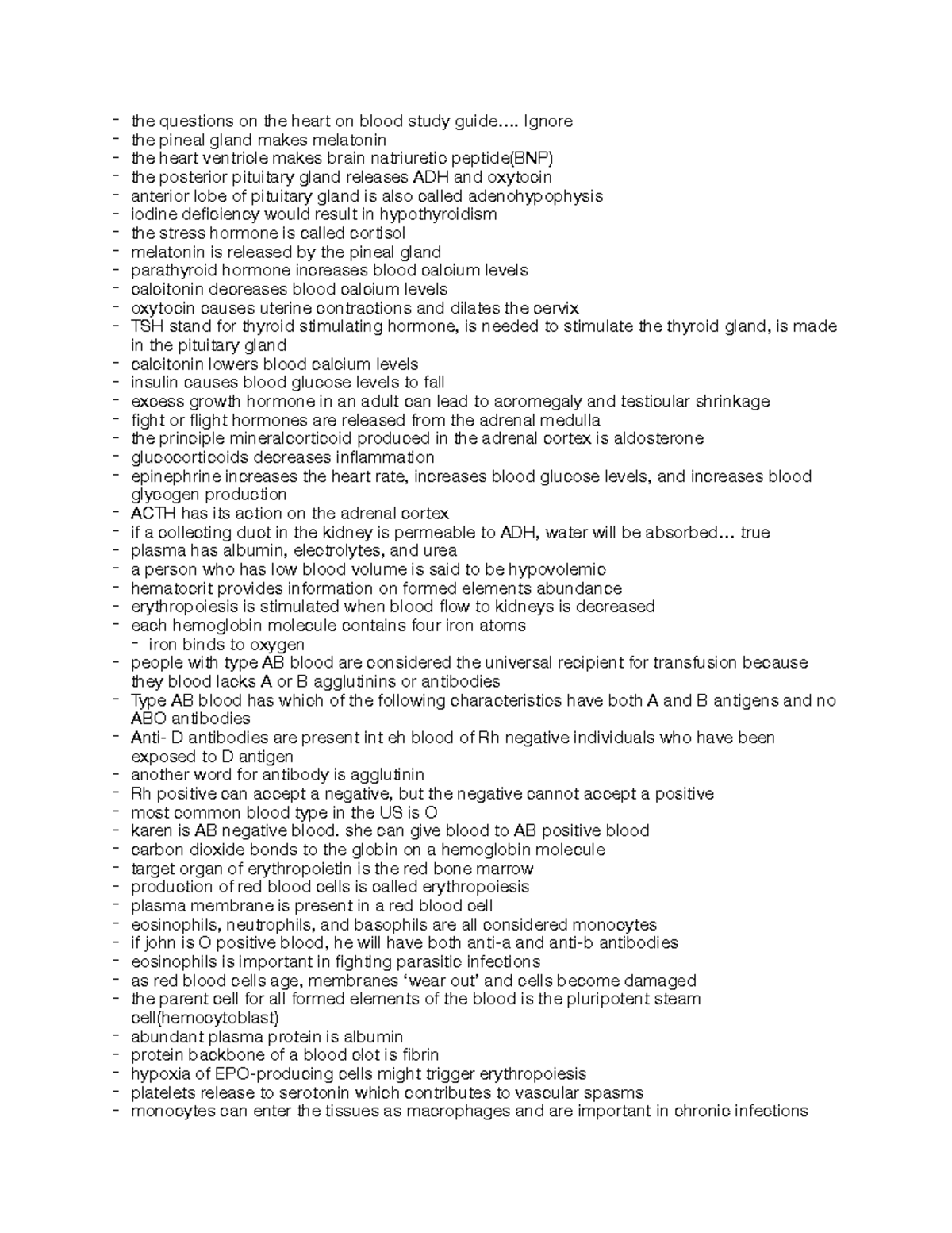 BIO 202 Lecture Exam 1 Review - the questions on the heart on blood ...