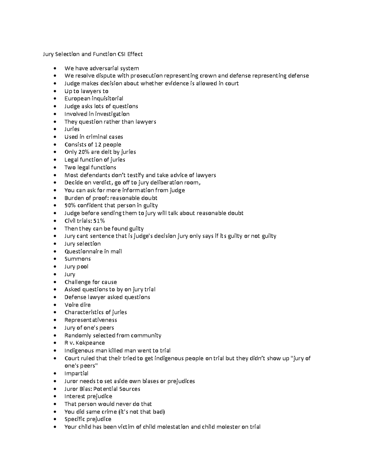 Lecture 5 notes - Jury Selection and Function CSI Effect - We have ...