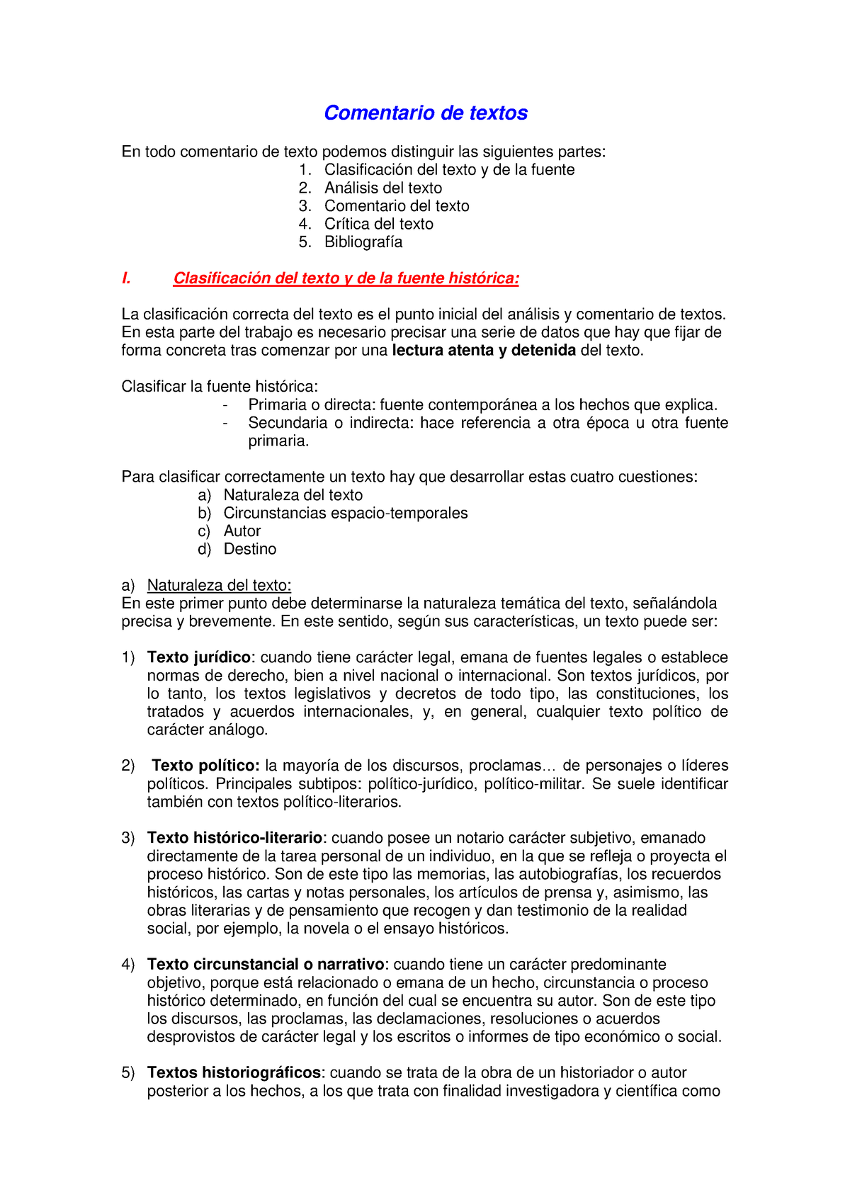 Comentario De Texto Histórico Comentario De Textos En Todo Comentario