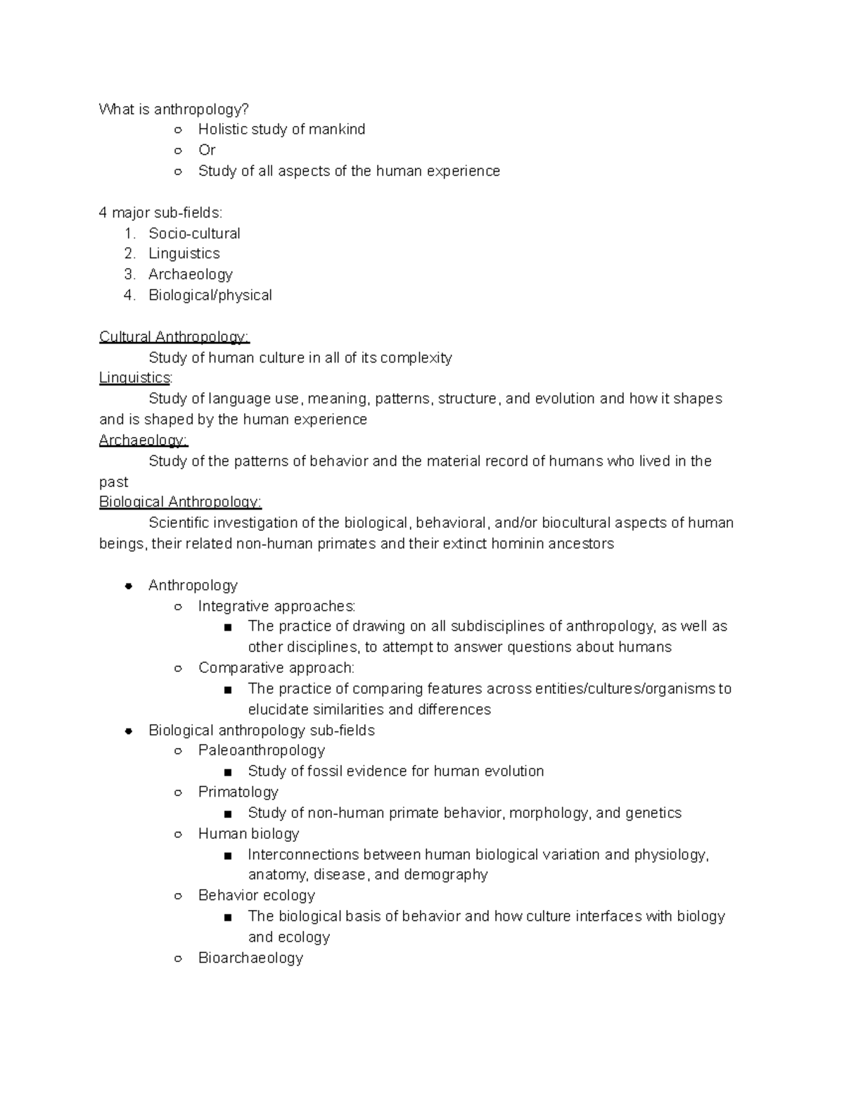 Anthropology 101 lecture 1 - Google Docs - What is anthropology ...