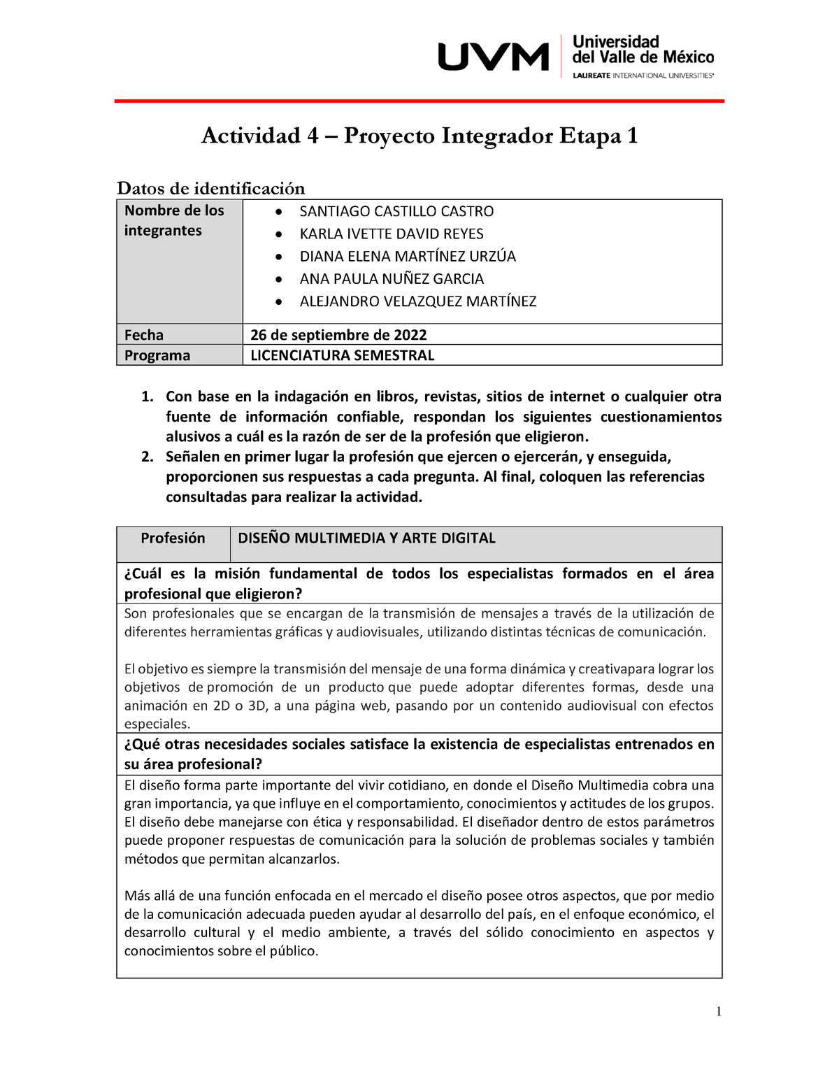 A#4 APNG - Actividad #4 Proyecto Integrador Etapa 1 - 1 Actividad 4 ...