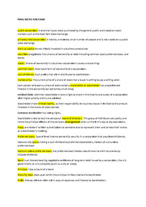 FM 310 Behavioral Finance Chapter 1 Notes - FM 310 (BEHAVIORAL FINANCE ...