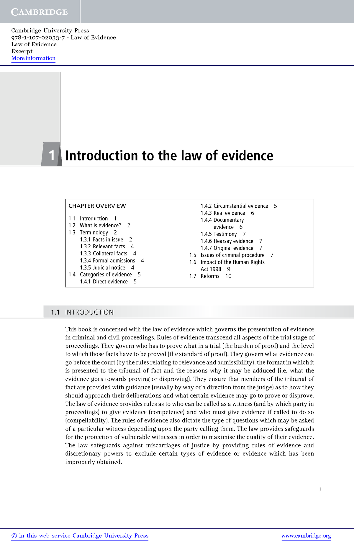 essay of law of evidence