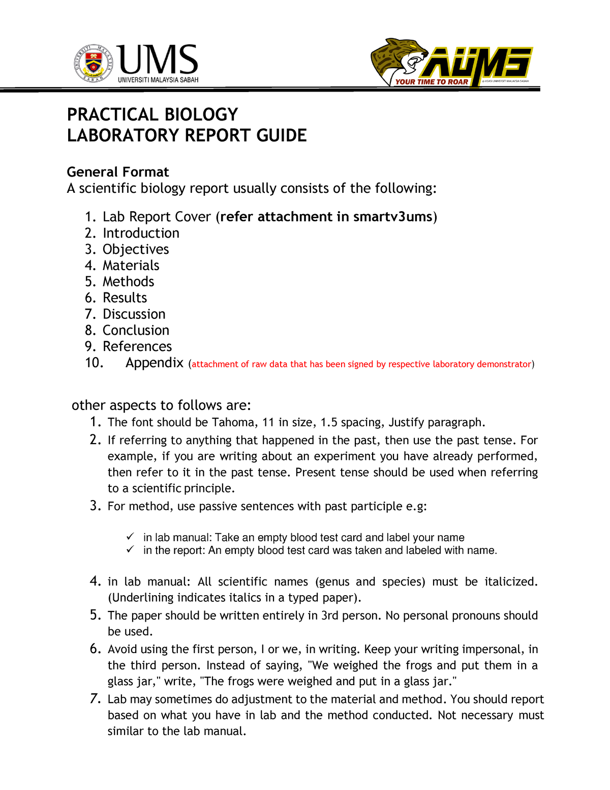 Lab Report Guide Hope It Can Help Practical Biology Laboratory Report Guide General Format A 