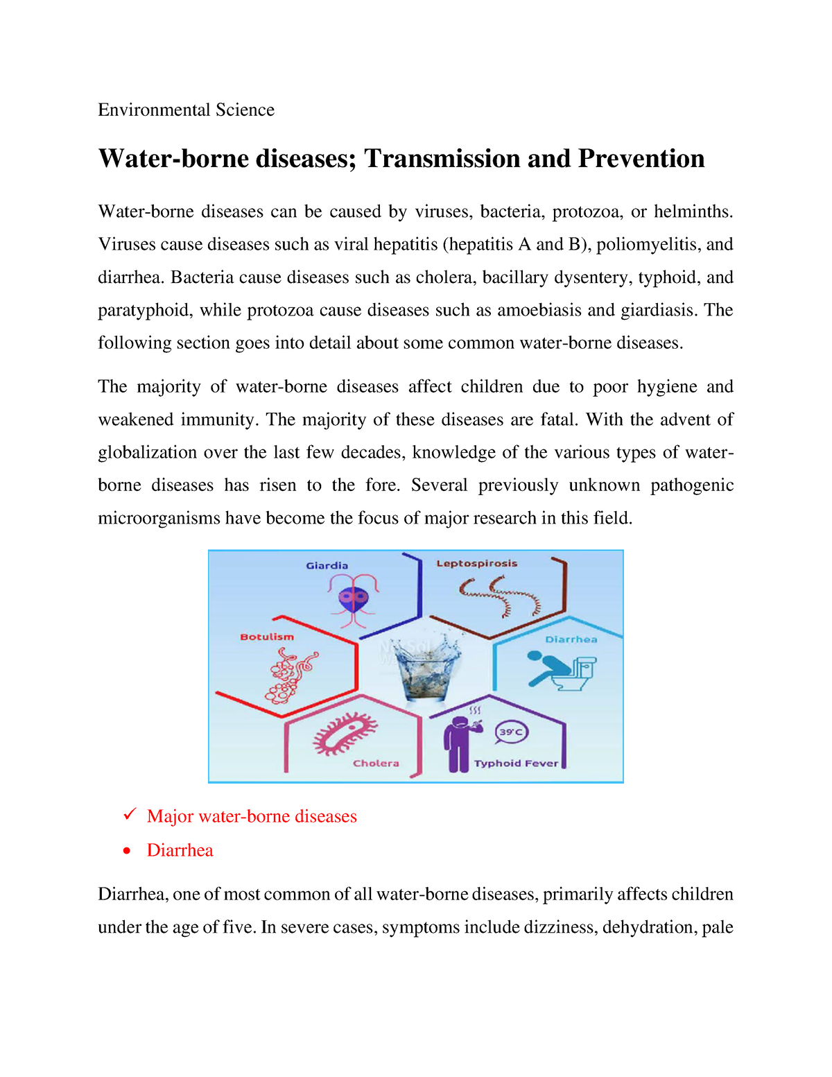 water borne diseases essay
