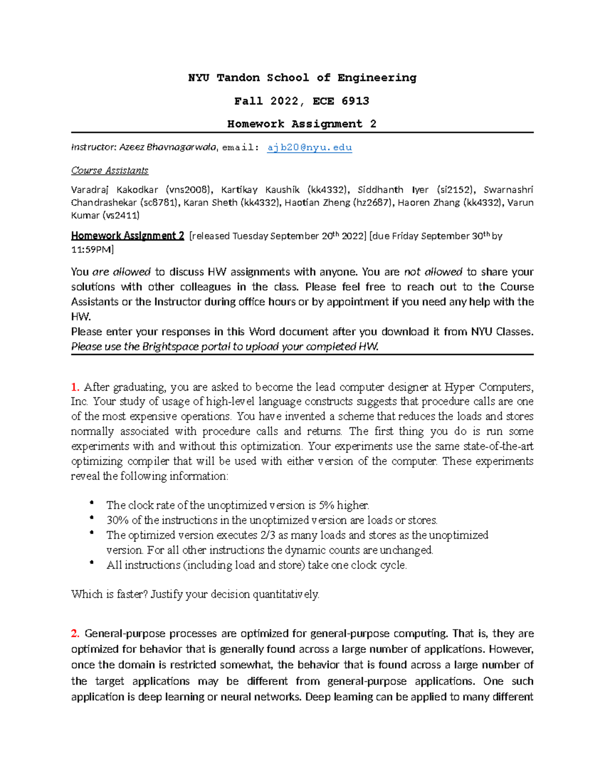 HW 2 ECE 6913 - Assignment 2 - NYU Tandon School Of Engineering Fall ...