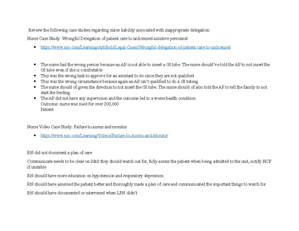 Delegation Learning Activity 2 Review the following case studies