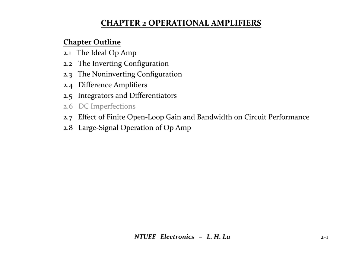 7-OP AMPS - Notes - CHAPTER 2 OPERATIONAL AMPLIFIERS Chapter Outline 2 ...