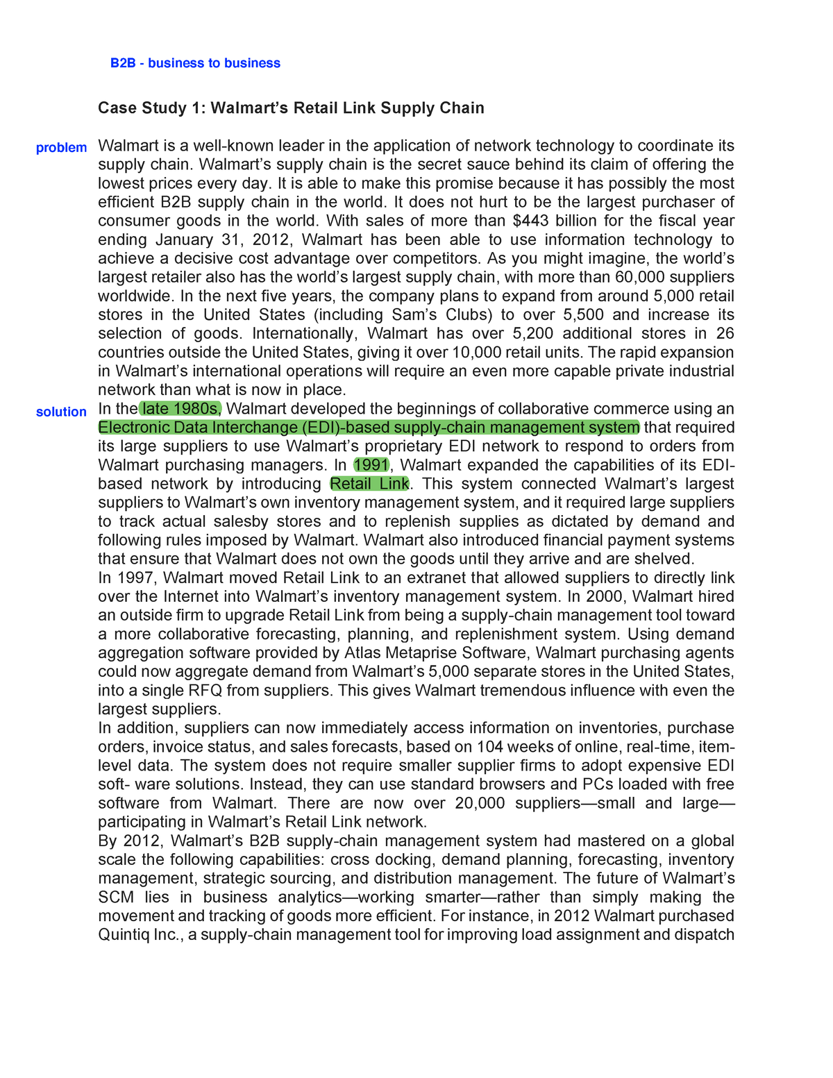 case study on supply chain management of walmart pdf