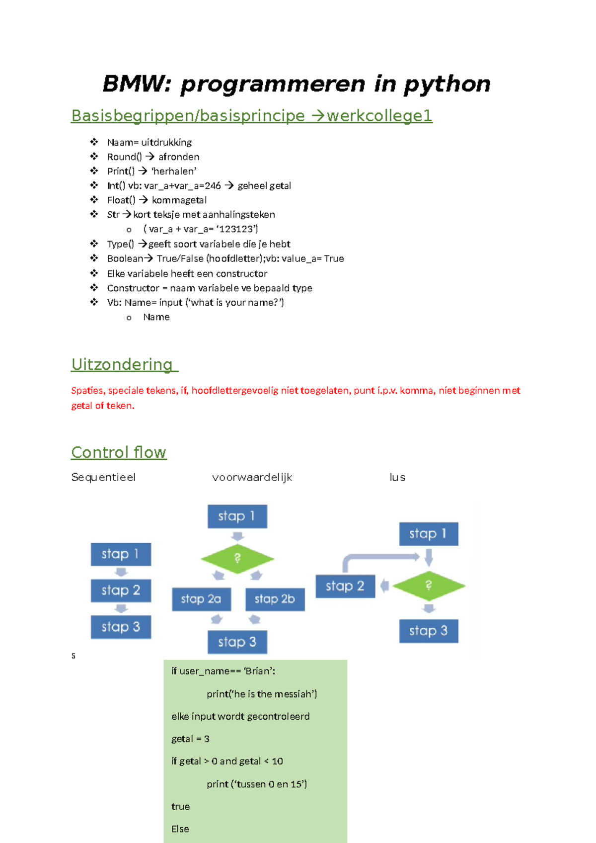 Inleiding programmeren in python slordige notities (TOT WC3) - BMW ...