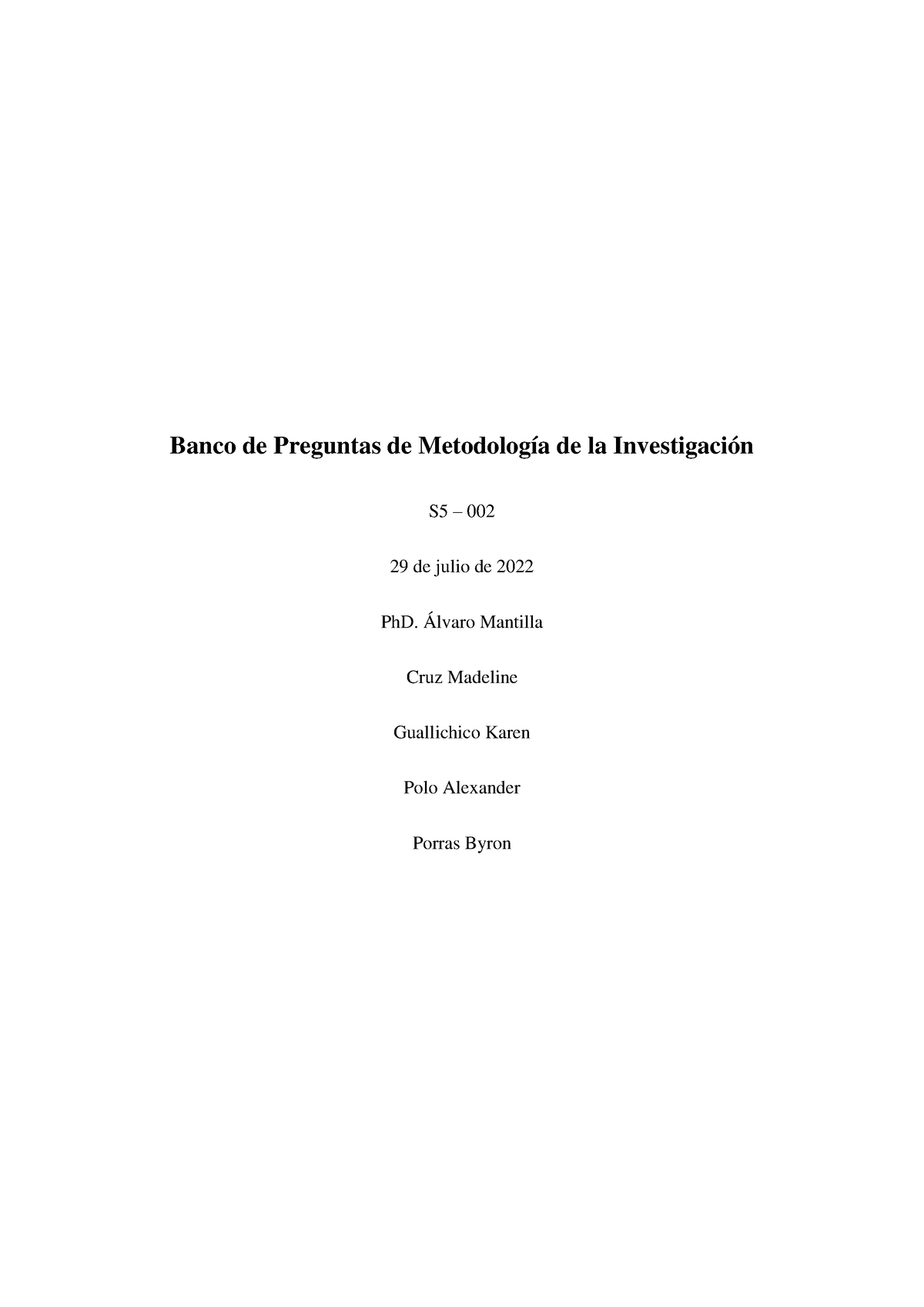 Grupo 1 - Banco De Preguntas 2 - Banco De Preguntas De Metodología De ...