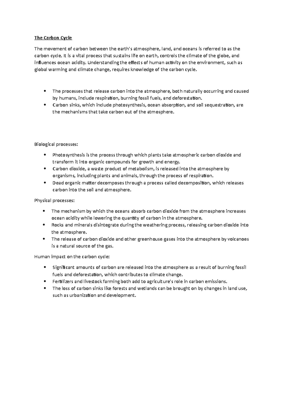 The Carbon Cycle - The Carbon Cycle The movement of carbon between the ...