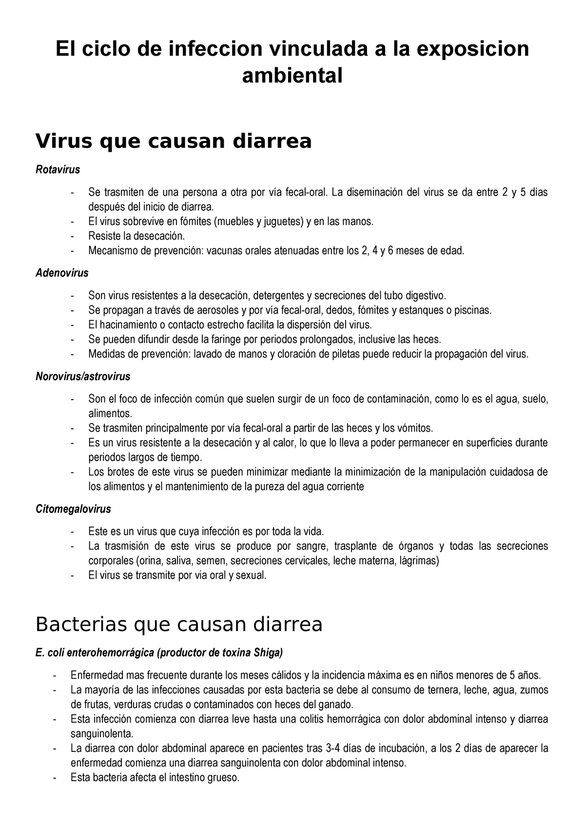 Virus Parasitos Y Bacterias Que Causan Diarrea Studocu