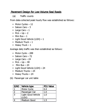 Pavement Design for Low Volume Seal Roads