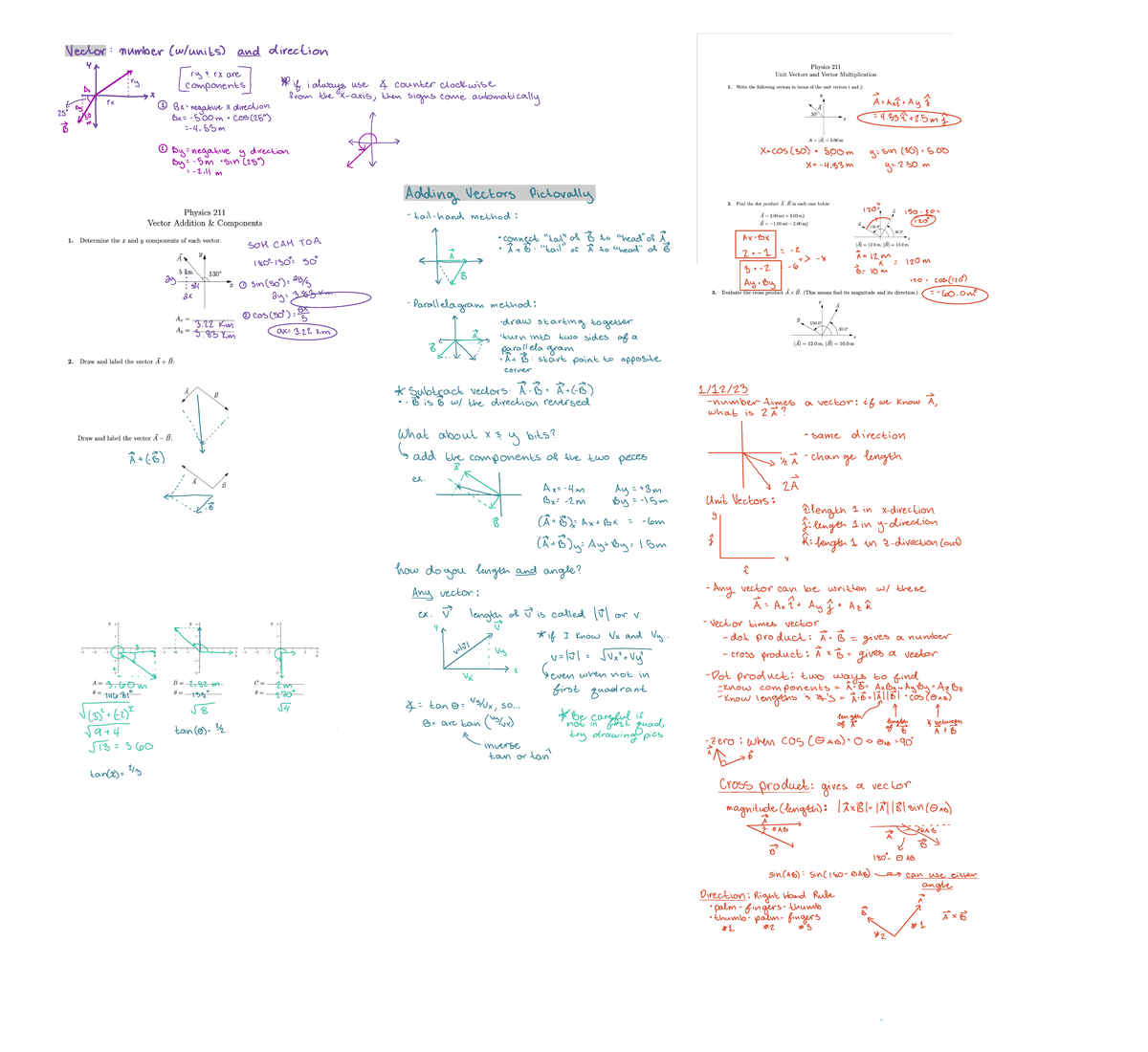 Physics 1 - vectors, adding/subtracting/multiplying/dividing vectors ... image.