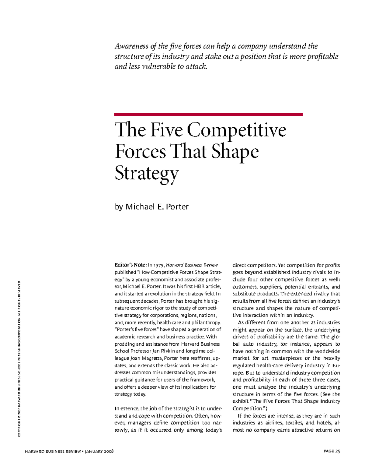 Texto 2 - lllll - The Five Competitive Forces That Shape Strategy by ...