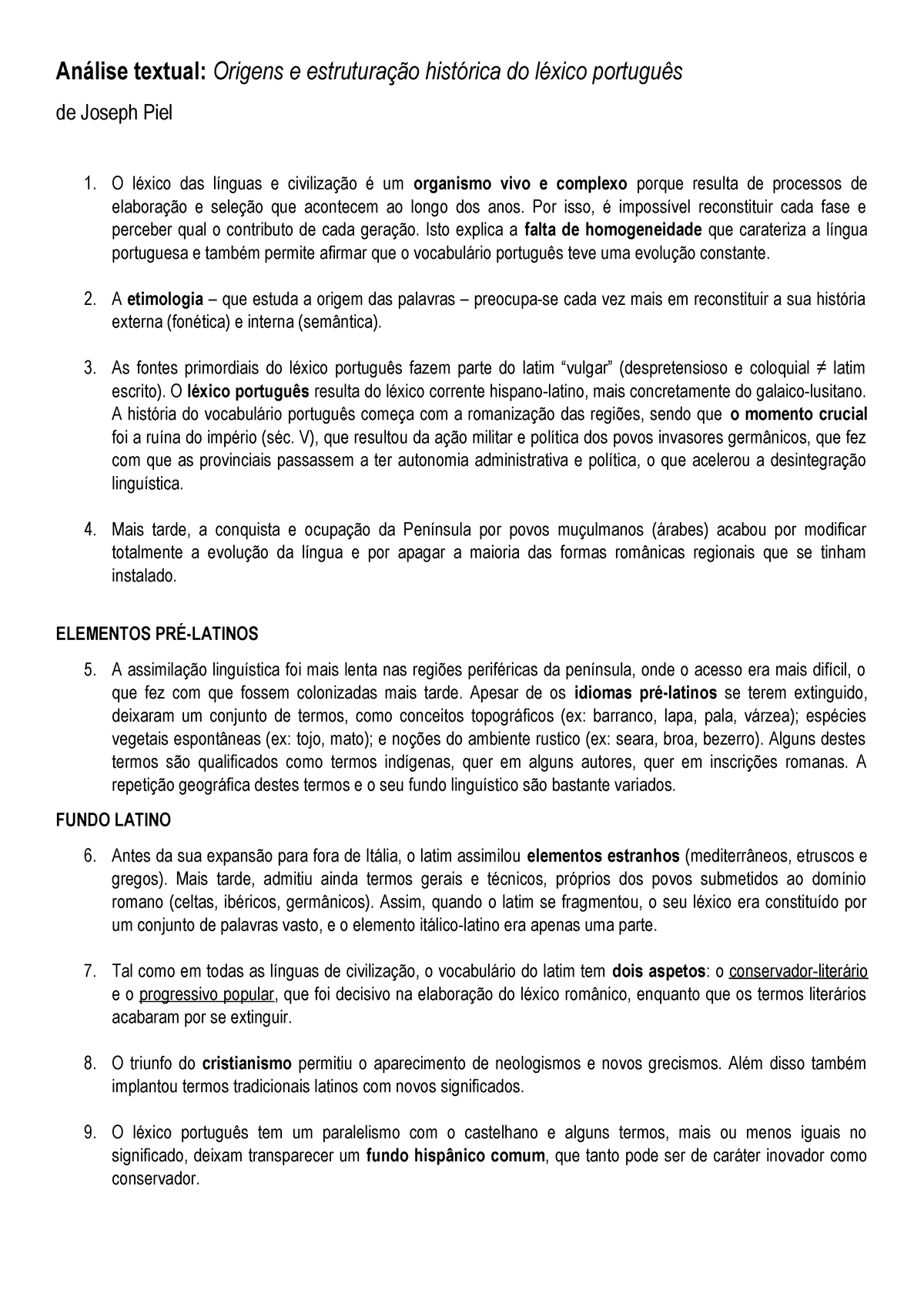 Historia Do Lexico Portugues Joseph Piel Textual Origens Do De Joseph Piel Das Um Organismo Vivo Complexo Porque Resulta De Processos De Que Acontecem Ao Longo Studocu