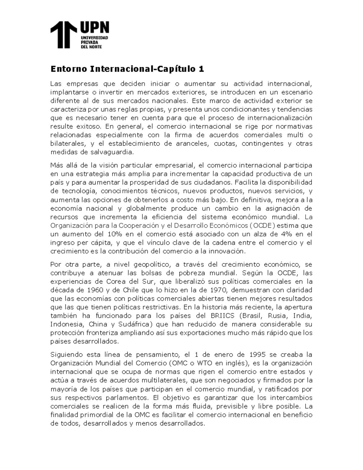 Entorno Internacional - Entorno Internacional-Capítulo 1 Las Empresas ...