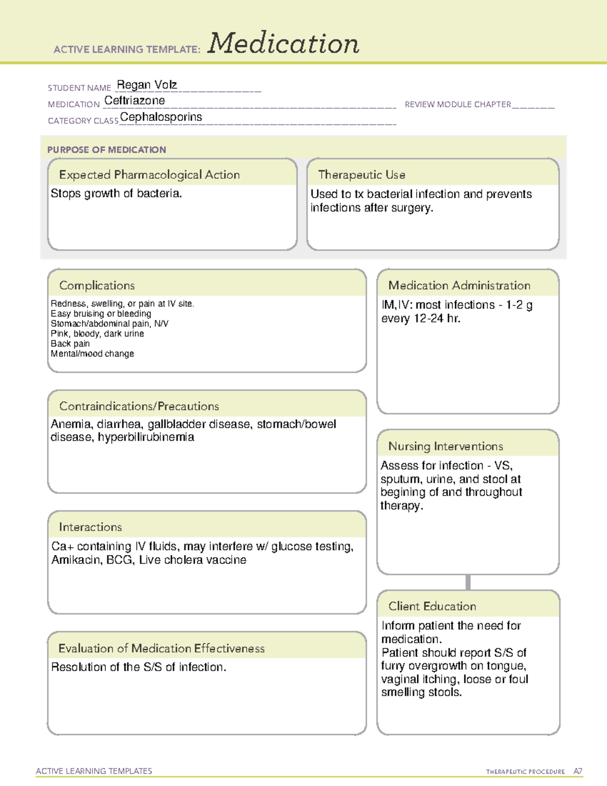 Medication Template Ceftriaxone - ACTIVE LEARNING TEMPLATES THERAPEUTIC ...