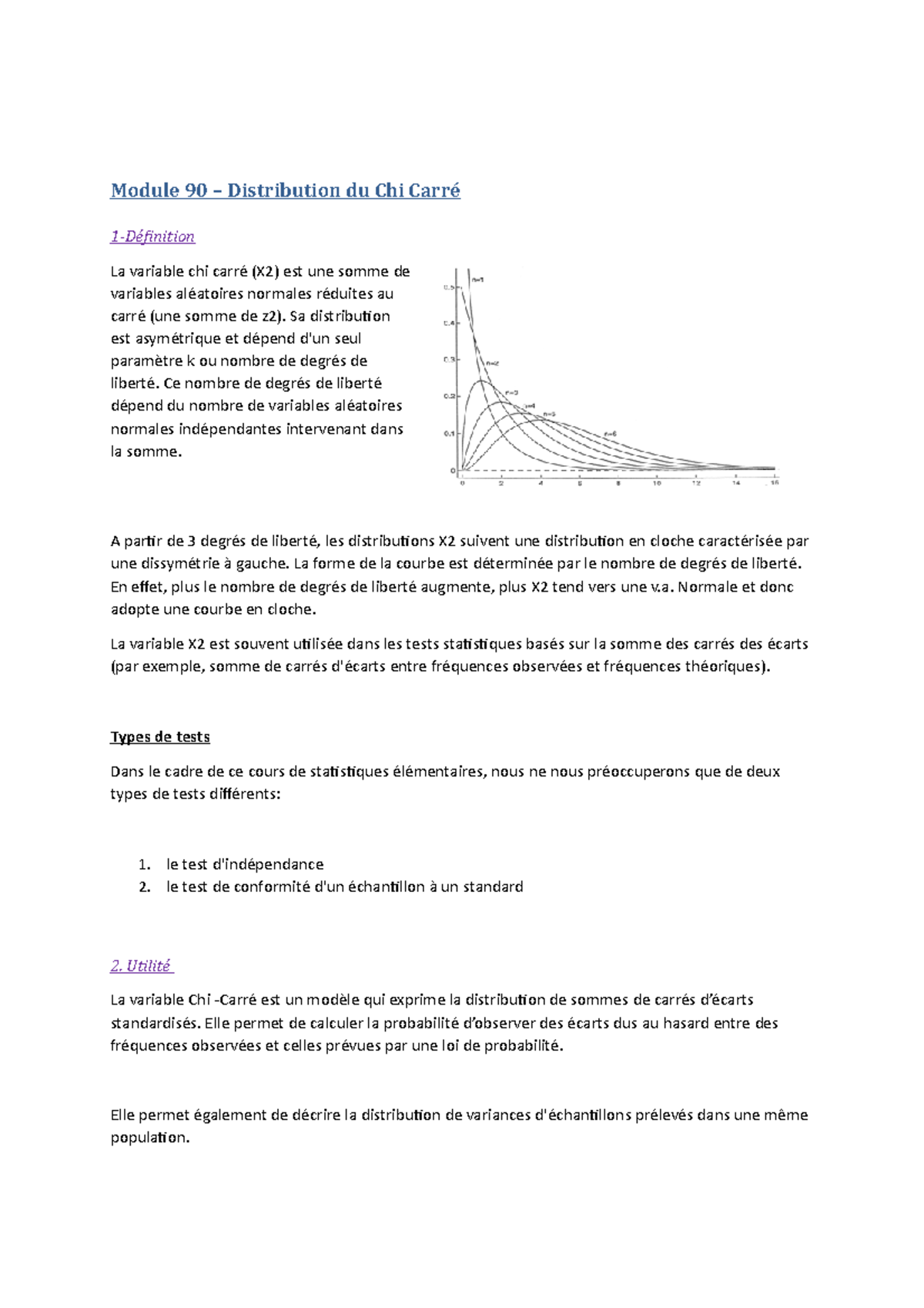 Module 90 - Distributions du chi carré - Module 90 – Distribution du ...
