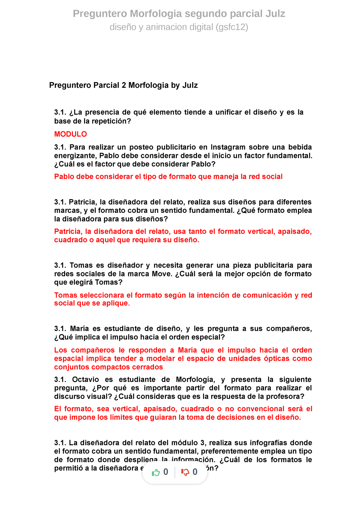 Preguntero 2do Parcial Preguntero Morfologia Segundo Parcial Julz