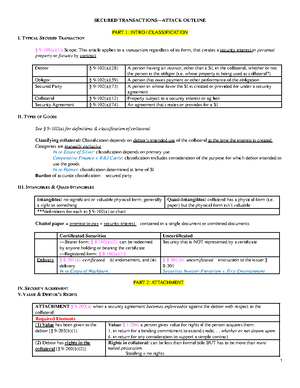 Secured Transaction Outline - Exam Approach A. Does The Transaction ...